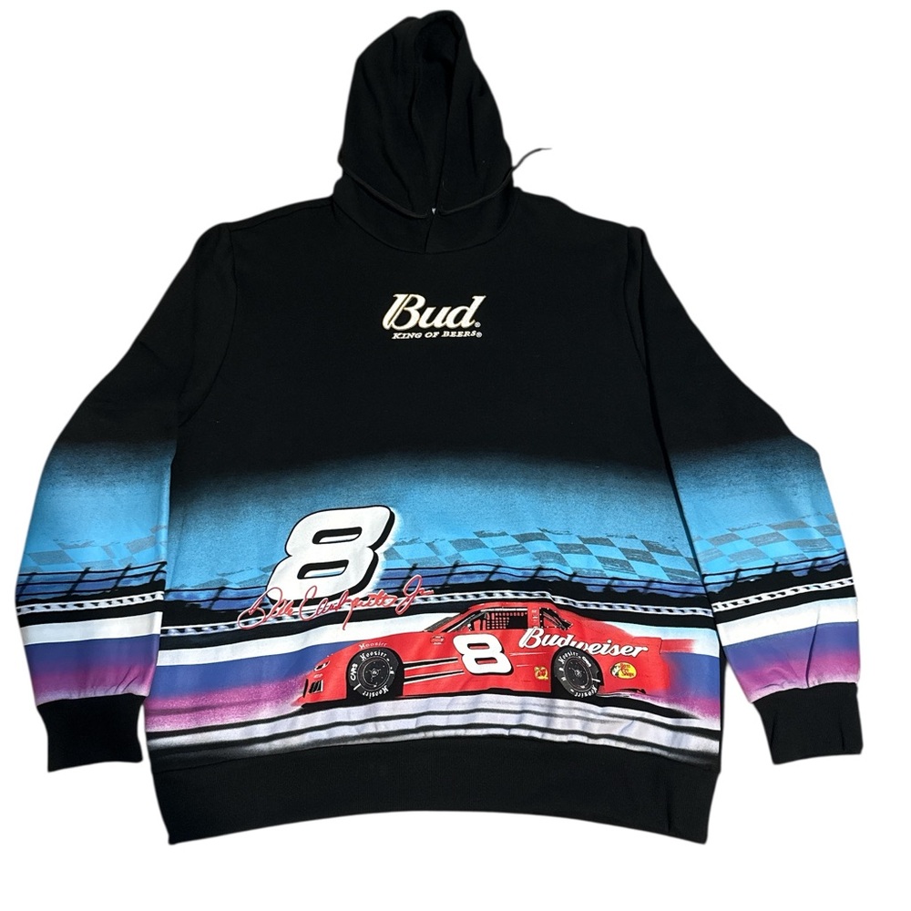 NASCAR Dale Earnhardt Jr #8 Budweiser Hoodie L Black Pullover Racing NWT